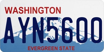 WA license plate AYN5600