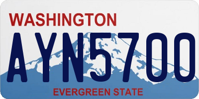 WA license plate AYN5700
