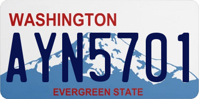 WA license plate AYN5701