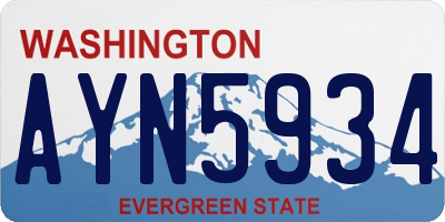 WA license plate AYN5934