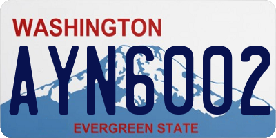 WA license plate AYN6002