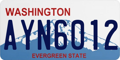 WA license plate AYN6012