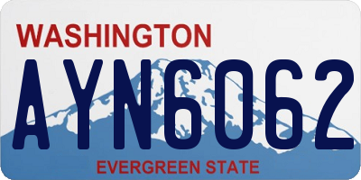 WA license plate AYN6062