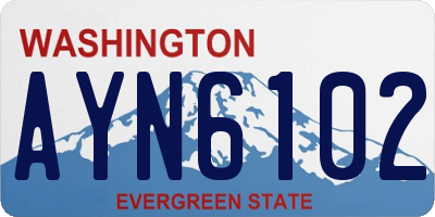 WA license plate AYN6102