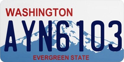 WA license plate AYN6103