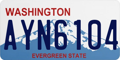 WA license plate AYN6104