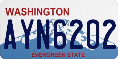 WA license plate AYN6202