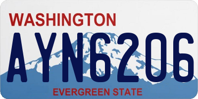 WA license plate AYN6206