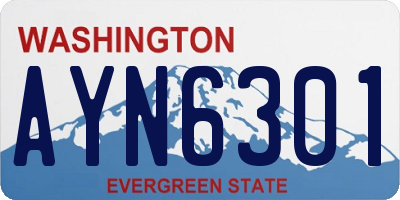 WA license plate AYN6301