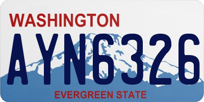 WA license plate AYN6326