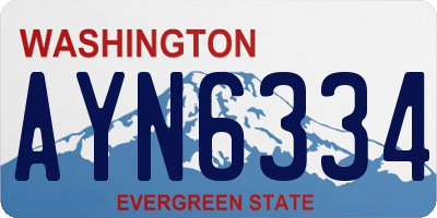 WA license plate AYN6334
