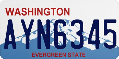 WA license plate AYN6345