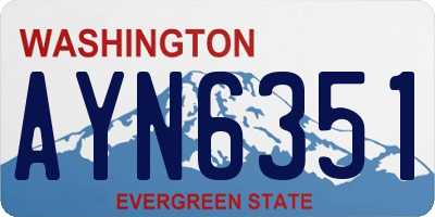 WA license plate AYN6351