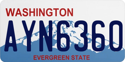 WA license plate AYN6360