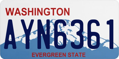 WA license plate AYN6361