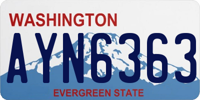 WA license plate AYN6363