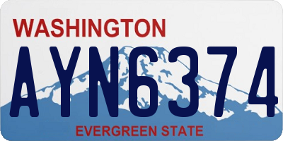 WA license plate AYN6374