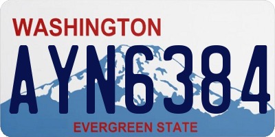 WA license plate AYN6384