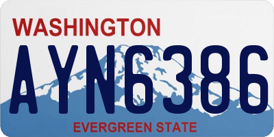 WA license plate AYN6386