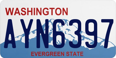 WA license plate AYN6397