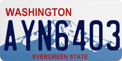 WA license plate AYN6403