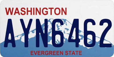 WA license plate AYN6462