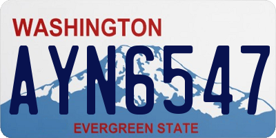 WA license plate AYN6547