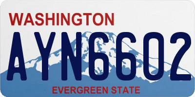 WA license plate AYN6602