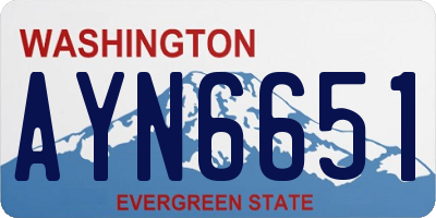 WA license plate AYN6651