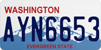 WA license plate AYN6653