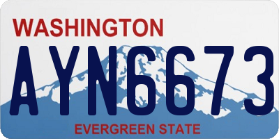 WA license plate AYN6673