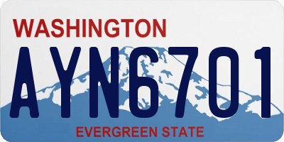 WA license plate AYN6701