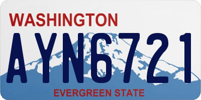 WA license plate AYN6721