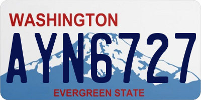 WA license plate AYN6727