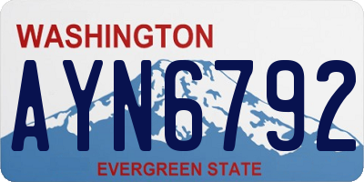 WA license plate AYN6792