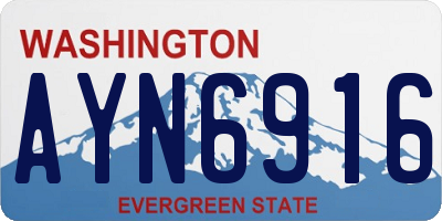 WA license plate AYN6916