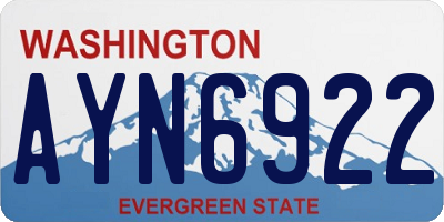 WA license plate AYN6922