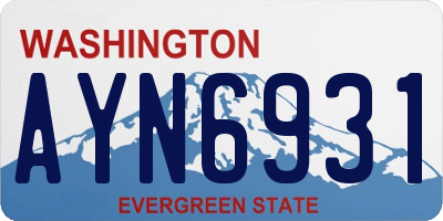 WA license plate AYN6931