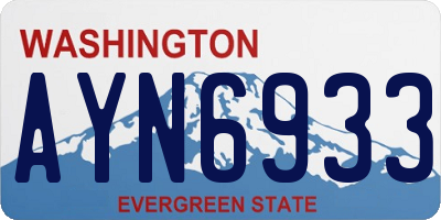 WA license plate AYN6933