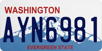 WA license plate AYN6981