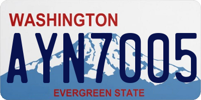 WA license plate AYN7005