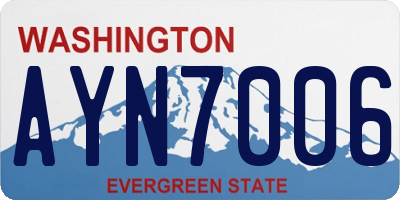 WA license plate AYN7006