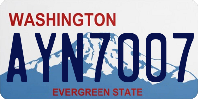WA license plate AYN7007