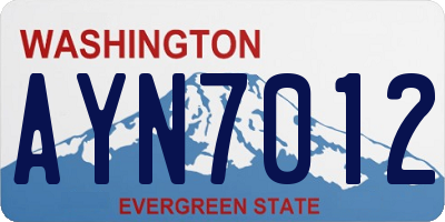 WA license plate AYN7012