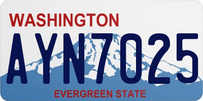WA license plate AYN7025