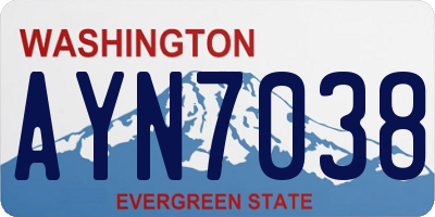 WA license plate AYN7038