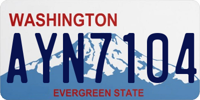 WA license plate AYN7104