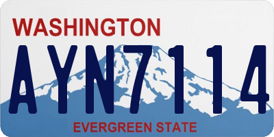 WA license plate AYN7114