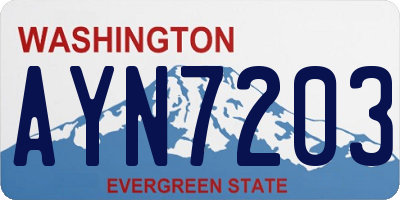 WA license plate AYN7203