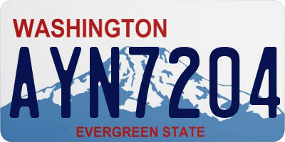 WA license plate AYN7204